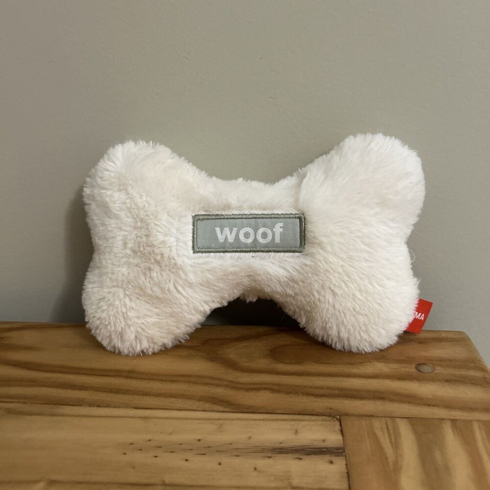 Hema Bone Dog Toy Woof Squeaky Furry Fuzzy 7"